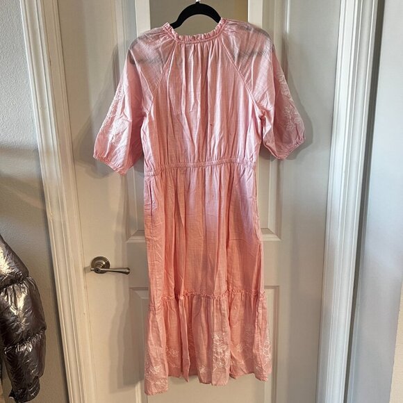 263 Draper James Tie Waist Midi Dress in Pink Embroidered Floral Size Small - Picture 4 of 4